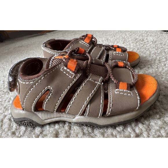 Koala Kids Sandals Toddler Boy Size 4 Brown Orange Hook & Loop - Picture 2 of 8